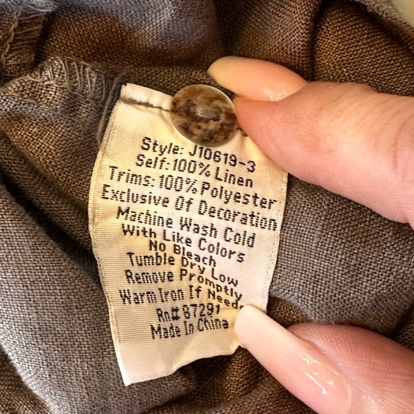 Johnny Was size Med the Cecille boxy Gray Embroidered 3/4 Sleeve Blouse linen - Picture 12 of 12